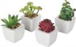 set of 4 artificial mini succulent plants in white ceramic pots, colorful faux succulents for modern home decor logo