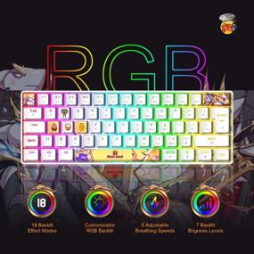 img 2 attached to 60% Mechanical Gaming Keyboard With Custom PBT Keycap Dye-Sublimation, 18 RGB Chroma Backlit, 62 Keys USB-C Cable - White/Red Switch