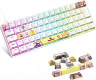 60% mechanical gaming keyboard with custom pbt keycap dye-sublimation, 18 rgb chroma backlit, 62 keys usb-c cable - white/red switch logo