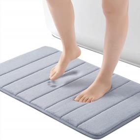 img 4 attached to ROSMARUS Memory Foam Bath Mat - Non-Slip Water Absorbent Rug For Bathroom Floor & Tub - Ultra Soft Grey Shower Mat With PVC Backing