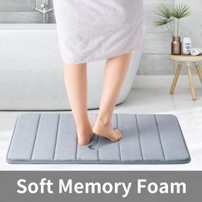 img 3 attached to ROSMARUS Memory Foam Bath Mat - Non-Slip Water Absorbent Rug For Bathroom Floor & Tub - Ultra Soft Grey Shower Mat With PVC Backing