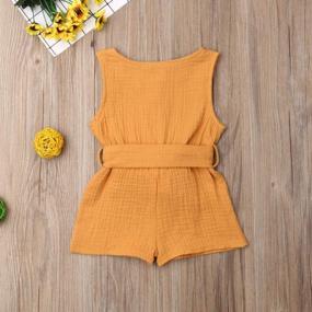 img 1 attached to Summer Cotton Linen Baby Girl Jumpsuit With Ruffles, Button-Up Bodysuit Outfit For Newborns