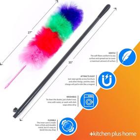 img 4 attached to 🧹 Kitchen + Home Large 27" Inch Static Duster with Bonus 35" Inch Extension Pole - Electrostatic Feather Duster that Attracts Dust Like a Magnet! - Assorted Colors - Fast Shipping