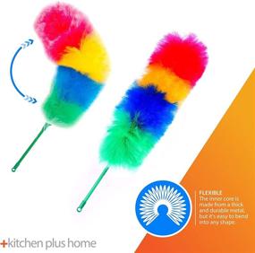 img 3 attached to 🧹 Kitchen + Home Large 27" Inch Static Duster with Bonus 35" Inch Extension Pole - Electrostatic Feather Duster that Attracts Dust Like a Magnet! - Assorted Colors - Fast Shipping