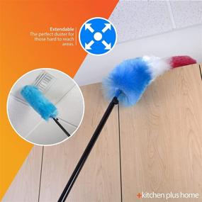 img 2 attached to 🧹 Kitchen + Home Large 27" Inch Static Duster with Bonus 35" Inch Extension Pole - Electrostatic Feather Duster that Attracts Dust Like a Magnet! - Assorted Colors - Fast Shipping