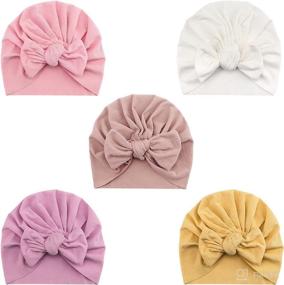 img 4 attached to 👶 Adorable Baby Turban Hat with Bow Knot for a Cute and Stylish Nursery Look