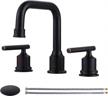 oil rubbed bronze widespread bathroom faucet with drain and supply lines - retro 2-handled vanity faucet for 3-hole sink basin by wowow logo