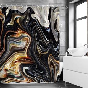 img 4 attached to LIVILAN Black Shower Curtain, Marble Shower Curtain, Abstract Shower Curtain, Black And Gold Shower Curtain, Black Marble Shower Curtain Set With 12 Hooks, Black And Grey Bathroom Decor, 72X72 Inches