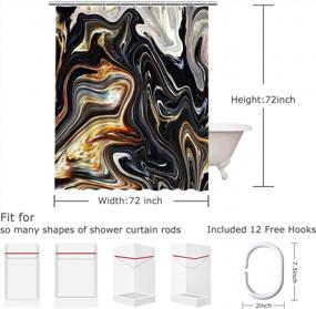 img 1 attached to LIVILAN Black Shower Curtain, Marble Shower Curtain, Abstract Shower Curtain, Black And Gold Shower Curtain, Black Marble Shower Curtain Set With 12 Hooks, Black And Grey Bathroom Decor, 72X72 Inches