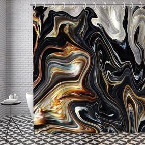 img 2 attached to LIVILAN Black Shower Curtain, Marble Shower Curtain, Abstract Shower Curtain, Black And Gold Shower Curtain, Black Marble Shower Curtain Set With 12 Hooks, Black And Grey Bathroom Decor, 72X72 Inches