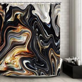 img 3 attached to LIVILAN Black Shower Curtain, Marble Shower Curtain, Abstract Shower Curtain, Black And Gold Shower Curtain, Black Marble Shower Curtain Set With 12 Hooks, Black And Grey Bathroom Decor, 72X72 Inches