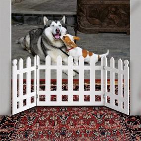 img 1 attached to 🐾 Etna White Picket Fence Folding Pet Gate: Stylish and Portable Safety Solution for Your Pets