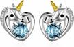aoboco sterling silver unicorn earrings with austrian crystals, hypoallergenic studs, women's jewelry gift idea logo