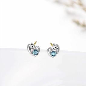 img 3 attached to AOBOCO Sterling Silver Unicorn Earrings With Austrian Crystals, Hypoallergenic Studs, Women'S Jewelry Gift Idea