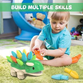 img 3 attached to Enhancing Fine Motor Skills: Montessori Dinosaur Toys for Toddlers - Ages 1-3, Sorting & Learning Developmental Toys for Boys & Girls