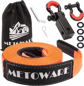 img 4 attached to METOWARE Heavy Duty Tow Strap Recovery Kit - 3" X 30Ft(35,000Lbs) Tree Saver Winch Strap + 3/4" D Ring Shackles(2Pcs) +2"Shackle Hitch Receiver + 5/8 Hitch Pin + Storage Bag - Truck, SUV, ATV Off Road