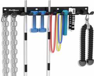 heavy-duty 12 hook gym rack organizer wall mount hanger for barbell storage, resistance bands, jump ropes, chains & weightlifting belts home workout gear logo