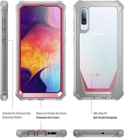 img 3 attached to Гибридный противоударный чехол-бампер для корпуса Samsung Galaxy A50 / A50S со встроенной защитой экрана - серия Poetic Guardian в стильном розовом / прозрачном цвете