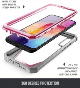 img 2 attached to Гибридный противоударный чехол-бампер для корпуса Samsung Galaxy A50 / A50S со встроенной защитой экрана - серия Poetic Guardian в стильном розовом / прозрачном цвете