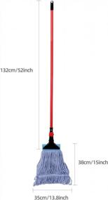img 2 attached to Сверхмощная хлопковая швабра Yocada для влажной уборки с петлей на конце, промышленный промышленный железный зажим для шеста, инструмент для уборки пола - 52 дюйма, длинный красный