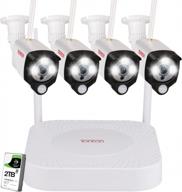 tonton wireless security camera system with 2tb hdd and 4 outdoor bullet cameras with pir sensor and floodlight - 3mp, 2 way audio, expandable and plug and play logo
