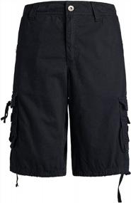 img 3 attached to Men'S Big & Tall Loose Fit Cotton Cargo Shorts With Multiple Pockets