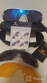 img 5 attached to TOREGE поляризованные спортивные солнцезащитные очки с 3 сменными линзами для мужчин и женщин, очки для велоспорта, бега, вождения, рыбалки TR002