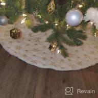 img 1 attached to 48-Inch Christmas Tree Skirt: White Plush With Gold Sequin Snowflake & Faux Fur. Perfect Holiday Party Decorations For A Merry Xmas! review by Rudy Barron