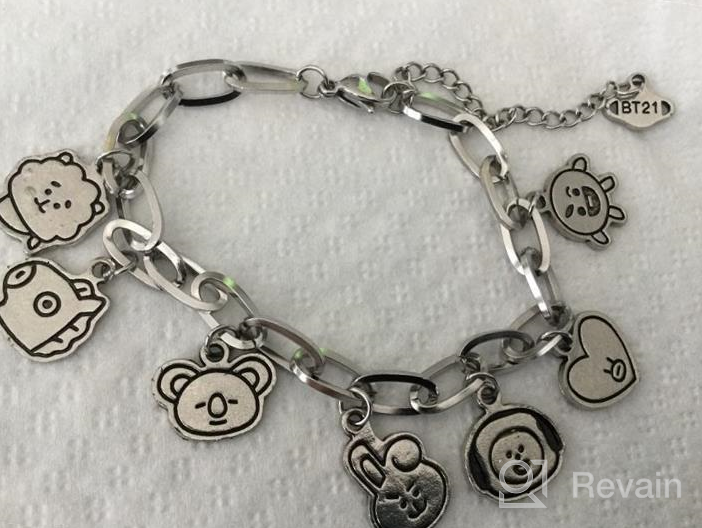 img 1 attached to 💎 Mshion Bangtan Boys BTS Bracelet: Stylish Women's Stainless Steel Pendant Link Jewelry for Jimin and Suga Fans review by Doug Twilights