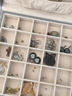 img 1 attached to Bewishome 50-Slot Earring Jewelry Box With Necklace Hooks - Grey: Perfect Gift For Women And Girls; Efficient Storage And Organization For Earrings, Rings, Cufflinks, And More. 2-Layer Design. review by Ryan Hart
