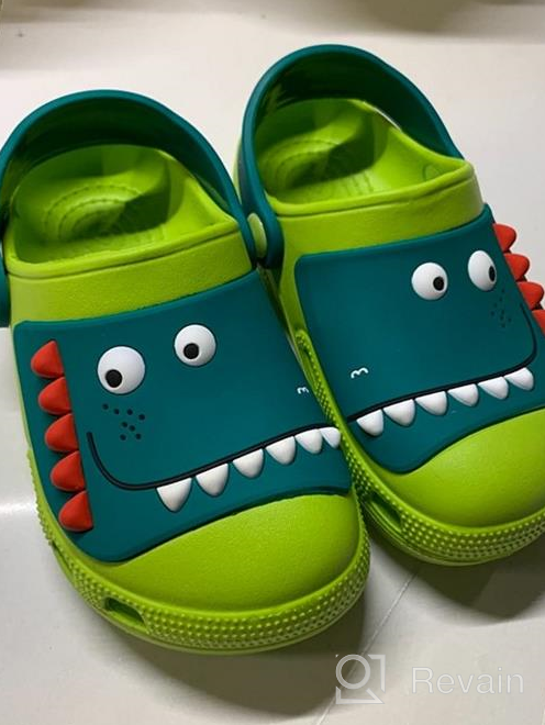 img 1 attached to 🦕 Adorable RJVW Dinosaur Slippers for Toddlers: Comfortable Cartoon Boys' Shoes in Clogs & Mules review by Eric Budd