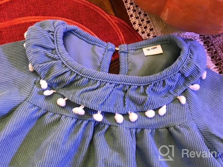 img 1 attached to Toddler Baby Girl Long Sleeve Corduroy Dress With Flutter Ruffle, Pom Pom Neckline For Fall Winter - 1-4 Years review by Rhett Fifer