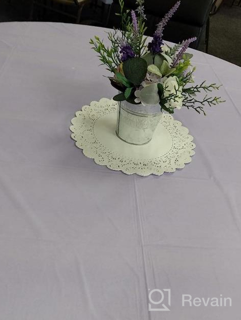 img 1 attached to Round Black Plastic Tablecloth Set Of 12 - Premium 84-Inch Table Covers review by Veronica Jackson