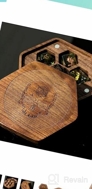 img 1 attached to Dragon-Patterned Hexagonal Walnut Dice Box With Magnetic Lid For Convenient Storage Of 7-Die Polygonal D&D Dice - UDIXI Wooden DND Dice Set Box review by Jeremy Hong