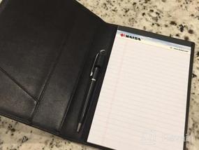 img 5 attached to Stylish Leather Junior Padfolio For Professionals: Italian Calfskin Notebook Folder With Pen Loop In Pebbled Coffee Color