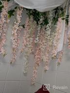 img 1 attached to Pink Artificial Fake Wisteria Vine Rattan Hanging Garland Silk Flowers String Home Party Wedding Decor 43.2 Feet (12 Pack) review by Sean House