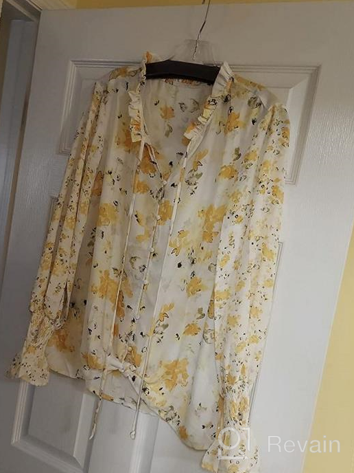 img 1 attached to Boho Floral Print Drawstring Top For Women - V-Neck, Long Sleeves, And Loose Fit Blouse Shirt For Casual Styling review by Jae Newton