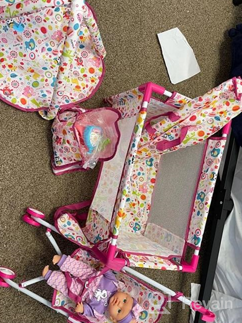 img 1 attached to Complete Baby Doll Stroller Set With Feeding Toys, Play Mat, Travel Cot, Carrier, And Bag For Kids Role Play - DeAO review by David Miller