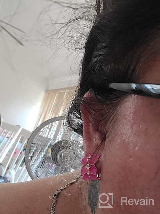 img 1 attached to 💐 Stunning Navachi 18k Gold Plated Enamel Flower Earrings with Colorful White Crystal Leaves & Omega Backs review by Jennifer Ross