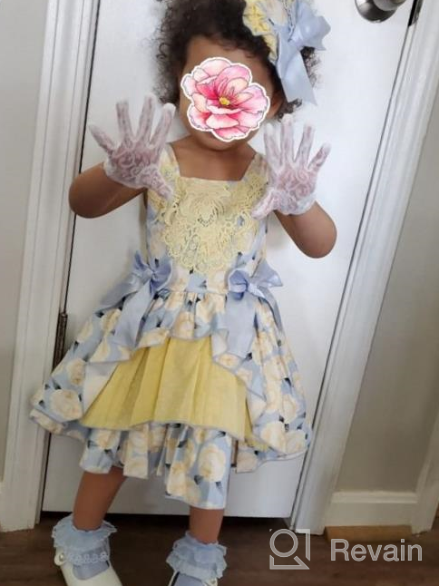 img 1 attached to 🌼 Pettigirl Summer Vintage Yellow Floral Sleeveless Outfit Toddler Kid Ruffle Cute Party Dress with Headband review by Elsa Lynch