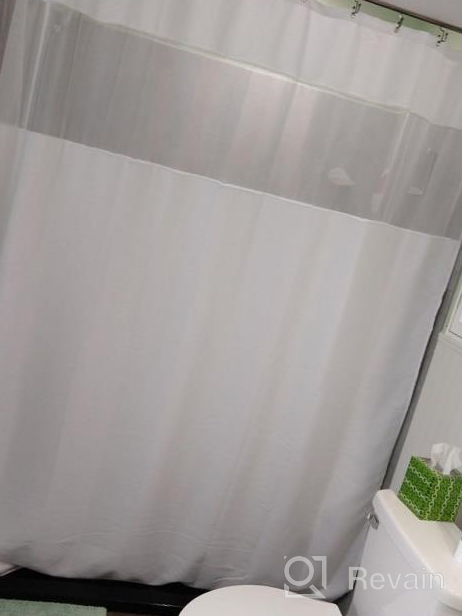 img 1 attached to Navy Blue Shower Curtain With White Mesh Window - Waterproof, Hotel Quality Waffle Fabric, 72 X 72 Inch review by Raj Mazzabufi