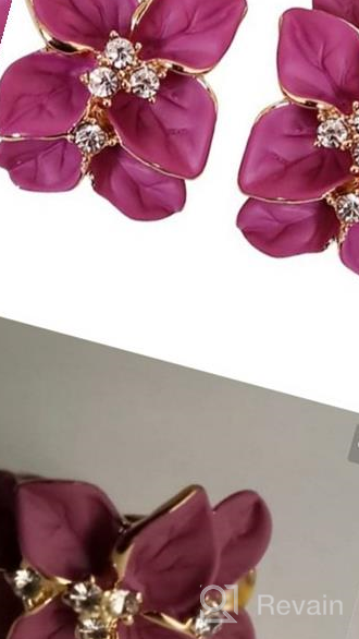 img 1 attached to 💐 Stunning Navachi 18k Gold Plated Enamel Flower Earrings with Colorful White Crystal Leaves & Omega Backs review by Jacqueline Garrabrant