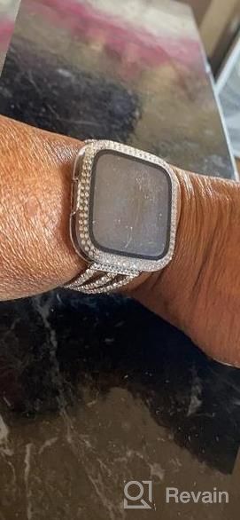 img 1 attached to Rose Gold Chunky Chain Link Fitbit Versa 2/Lite Women'S Bracelet Band With White Leather review by Donald Vargas