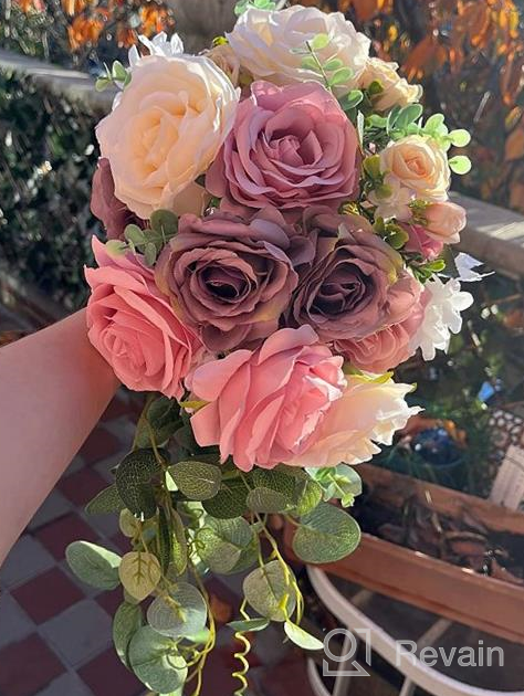 img 1 attached to Dusty Rose & Ivory Artificial Flower Wedding Bouquet - Perfect For Wedding Party, Church, Home Decor And Tossing By HiiARug review by Mike Martz