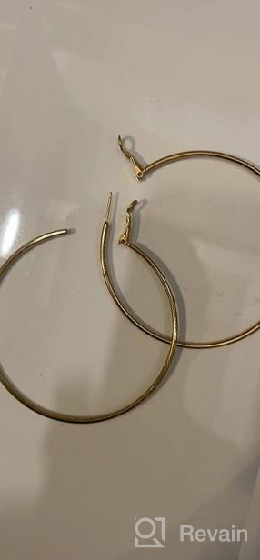 img 1 attached to Dainty 70mm 14K Yellow Gold Silver Big Large Hoop Earrings: Stylish, Hypoallergenic, Perfect Gift for Women and Girls with Sensitive Ears review by Jessica Fields