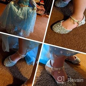 img 5 attached to Блестящие туфли на каблуке с кристаллами и цветочной лентой для девочек - идеальный вариант для вечеринок, свадеб и праздников - отлично подходят для детей и малышей.