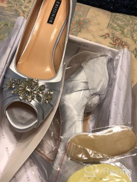 img 1 attached to Elegant Satin Peep Toe Mid Heels With Rhinestone Accents For Women'S Evening Prom And Wedding review by Get Maldonado