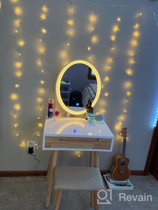 img 1 attached to Get Glamorous: YOURLITE Makeup Vanity Table With Adjustable Lighted Mirror And Cushioned Stool For Small Spaces review by Angela Patra