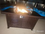 img 1 attached to Outdoor Propane Fire Pit Table With Cover - 43 Inch, 50000 BTU Gas Firepit With Auto Ignition, Glass Wind Guard, Rattan Wicker Smokeless Design For Outside Use - UPHA Brand. review by Jonathan King