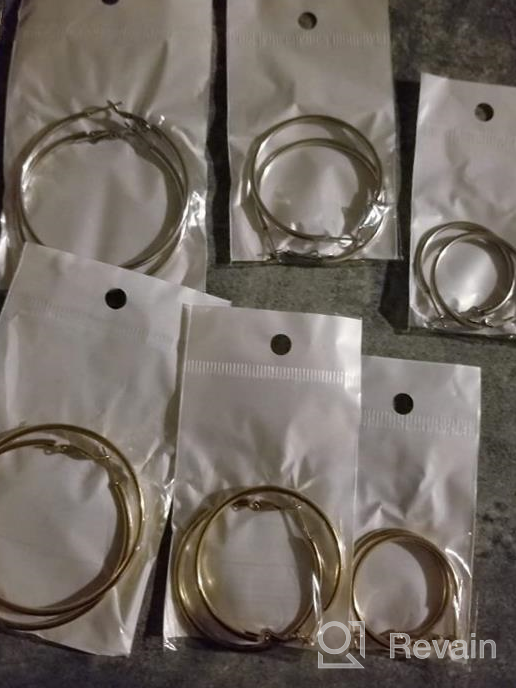 img 1 attached to 💍 Stainless Steel Geometric Hoop Earrings Set for Women and Girls - Hypoallergenic Loop Earrings Collection review by Jasmin Rojas